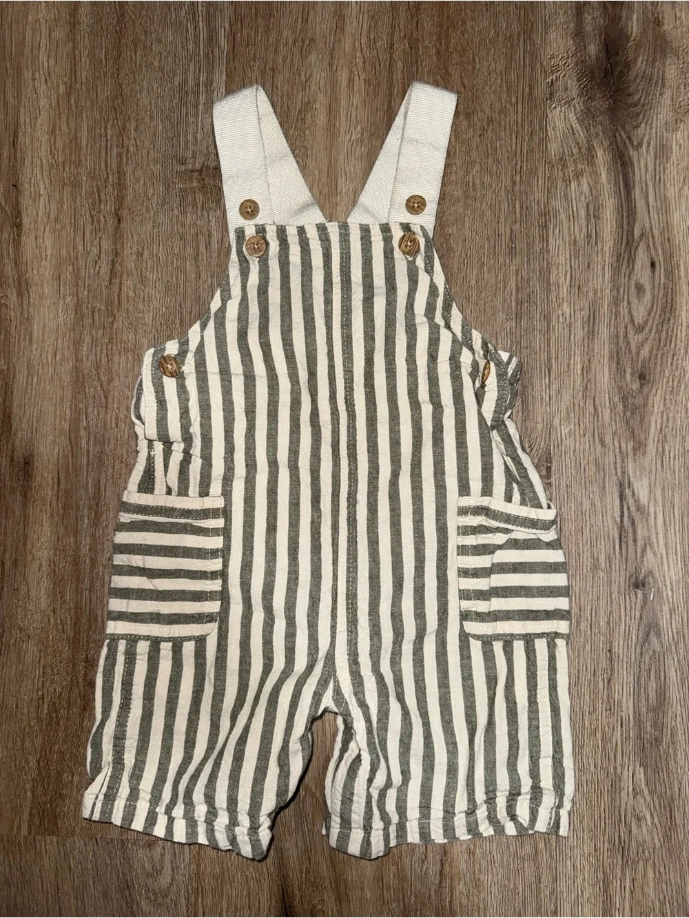Carter’s Boys Linen Blend Striped Baby Overalls Size 18 Months